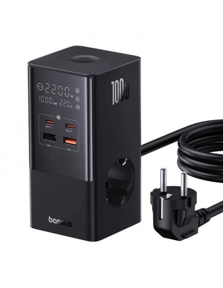 E00023609113-00,Incarcator retea Baseus GaN Powerstrip, 2x USB-A, 2x USB-C, 2x AC, 16A