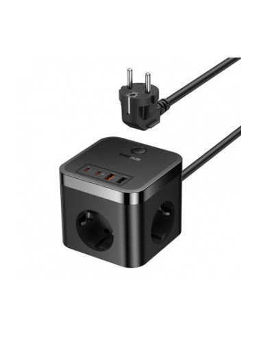 E00066400117-00,Incarcator Baseus GaN Powerstrip, Quick Charge 30W, 3 x AC, 2 x USB Type-C Output 5V/3A, 2 x USB, lungime cablu 