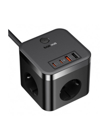 E00066400117-00,Incarcator Baseus GaN Powerstrip, Quick Charge 30W, 3 x AC, 2 x USB Type-C Output 5V/3A, 2 x USB, lungime cablu 