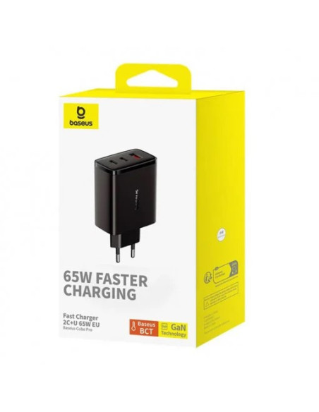 P10152301113-00,Incarcator retea Baseus Cube Pro, 1x USB, 2x USB-C, 65W, Negru