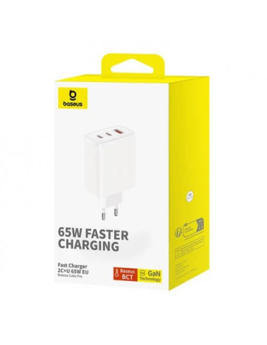 P10152301213-00,Incarcator retea Baseus Cube Pro, 1x USB, 2x USB-C, 65W, Alb