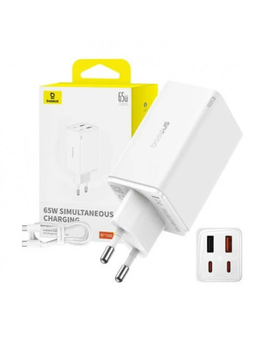 P10162701213-00,Incarcator retea Baseus GaN6 Pro, 2x USB, 2x USB-C, 65W, Alb