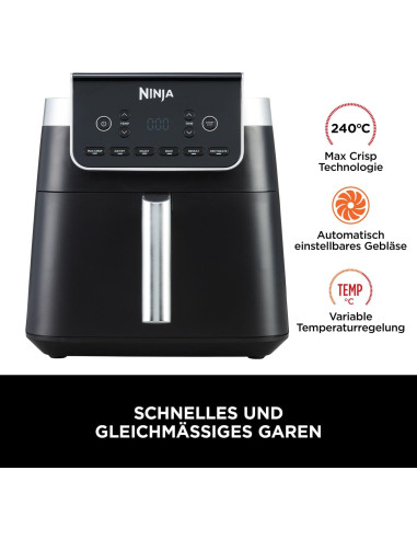 AF180EU,Air fryer Ninja Pro hot AF180EU, 6.2 l, Gri/Negru