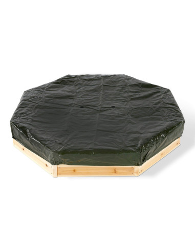 PLUM100201A108,Cutie hexagonala din lemn pentru nisip Treasure Beach 104x104 cm, cu prelata