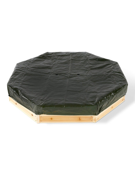 PLUM100201A108,Cutie hexagonala din lemn pentru nisip Treasure Beach 104x104 cm, cu prelata