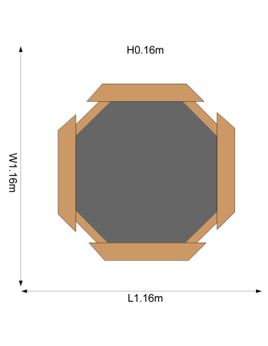 PLUM100201A108,Cutie hexagonala din lemn pentru nisip Treasure Beach 104x104 cm, cu prelata