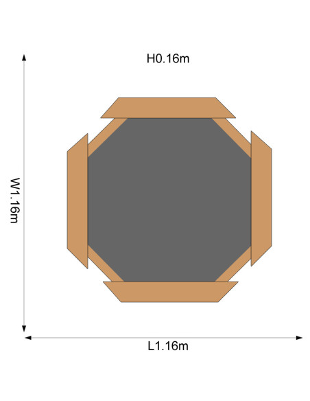 PLUM100201A108,Cutie hexagonala din lemn pentru nisip Treasure Beach 104x104 cm, cu prelata