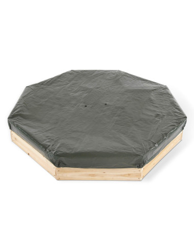 PLUM100601A108,Cutie hexagonala din lemn pentru nisip Giant 150x150 cm, cu bancute si prelata