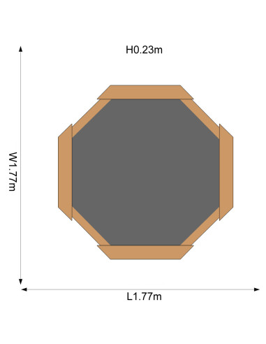 PLUM100601A108,Cutie hexagonala din lemn pentru nisip Giant 150x150 cm, cu bancute si prelata