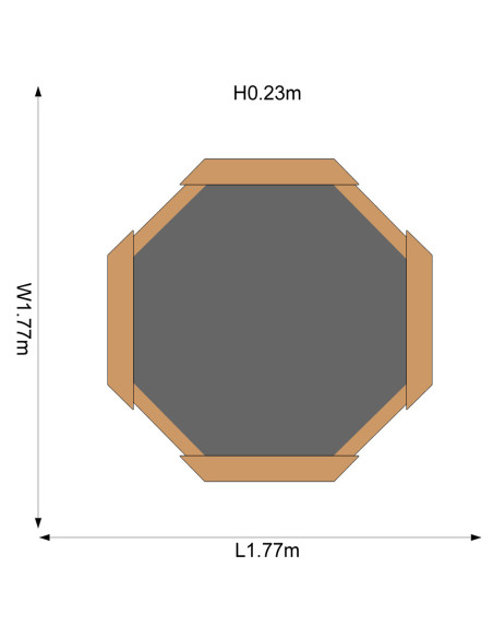 PLUM100601A108,Cutie hexagonala din lemn pentru nisip Giant 150x150 cm, cu bancute si prelata
