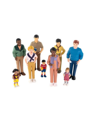 ML27390,Set de 9 figurine Familia - diversitate si integrare etnica, cu rol didactic
