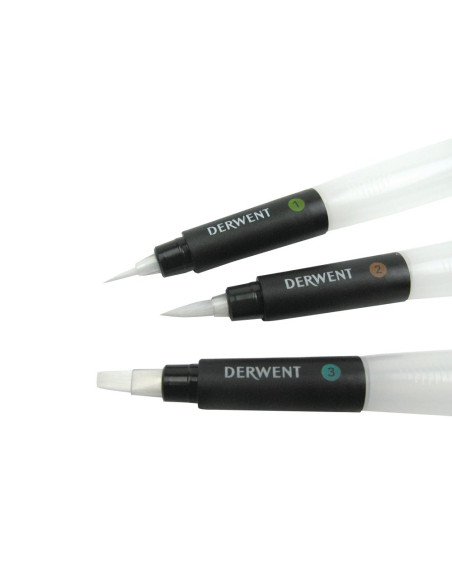 DW2301975,Set 3 bucati pensule cu rezervor (2 x varf rotund, 1 x varf tesit) professional derwent DW2301975,Set 3 bucati pensule cu rezervor (2 x varf rotund, 1 x varf tesit) professional derwent