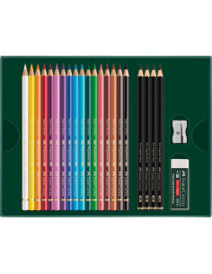 FC210052,Set cadou 17 creioane colorate polychromos + 4 creioane grafit matt + accesorii faber-castell 2