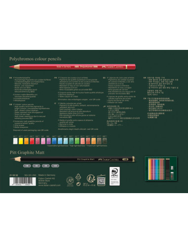 FC210052,Set cadou 17 creioane colorate polychromos + 4 creioane grafit matt + accesorii faber-castell