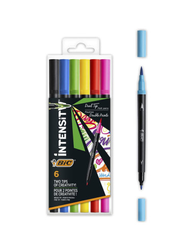 989694,Carioci cu 2 capete intensity intense BIC 989694, 6 culori