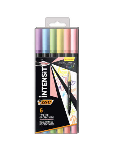 503826,Carioci cu 2 capete intensity pastel BIC 503826, 6 culori