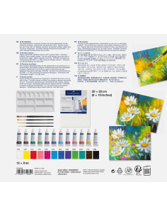 FC379280,Set acrilic creativ 18 piese (12 cul acrilice*9ml + canva+ paleta+ 4 pensule) faber-castell 2