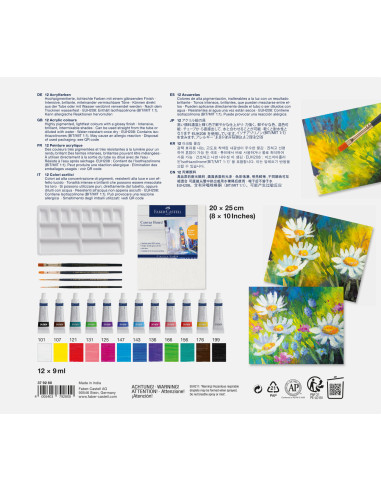FC379280,Set acrilic creativ 18 piese (12 cul acrilice*9ml + canva+ paleta+ 4 pensule) faber-castell FC379280,Set acrilic creativ 18 piese (12 cul acrilice*9ml + canva+ paleta+ 4 pensule) faber-castell