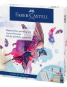 FC169618,Set creativ tempera 18 piese (tempera acuarele 12 cul.*5ml + 4 pensule+ sablon plastic) faber-castell