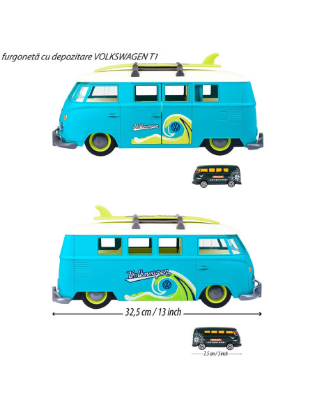 S212055010,Set Majorette VW The Originals T1 Carry Case cu 2 vehicule