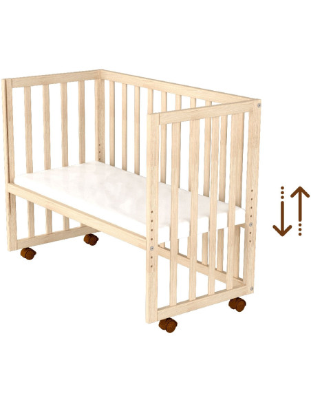 PCSHENA,Patut copii din lemn co-sleeper Hubners Eva 94x46 cm natur