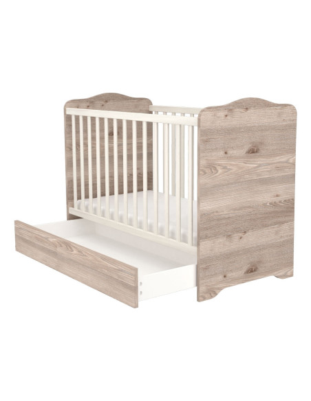 PHSSCN,Patut copii din lemn cu sertar Hubners Sofia 120x60 cm crem nisip