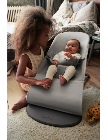 BS-606072A,BabyBjorn - Balansoar Bliss Light Grey, 3D Jersey, cu bara de jucarii