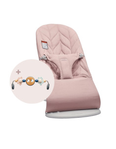 BS-606222A,BabyBjorn - Balansoar Bliss Dusty Pink cu aspect delicat de petala, tesatura matlasata, cu bara de jucarii inclusa