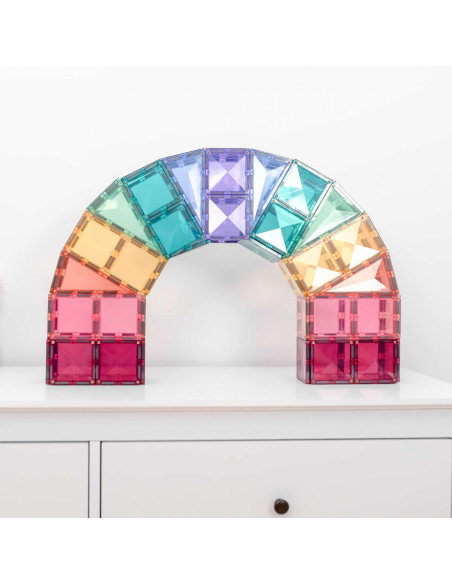 CONX120,Magnetic Tiles Set constructie magnetic, 120 piese Pastel, creativitate