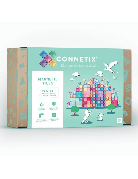 CONX120,Magnetic Tiles Set constructie magnetic, 120 piese Pastel, creativitate