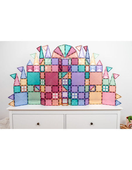 CONX120,Magnetic Tiles Set constructie magnetic, 120 piese Pastel, creativitate