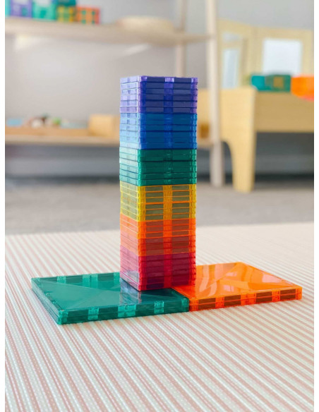 CONX40,Magnetic Tiles Set constructie magnetic, 40 piese de baza, patrate