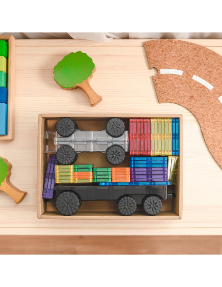 CONX50,Magnetic Tiles Set constructie magnetic, 50 piese masinute