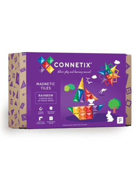 CONX62,Magnetic Tiles Set constructie magnetic, 60 piese, set de baza