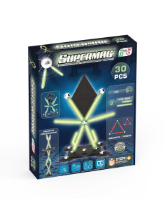 SPM0657,Set de constructie magnetic Supermag Projects Glow, 30 piese