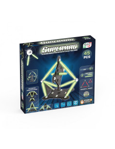 SPM0666,Set de constructie magnetic Supermag Projects Glow, 45 piese