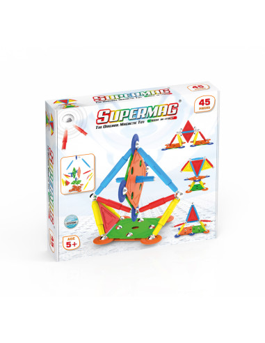 SPM0651,Set de constructie magnetic Supermag Projects Multicolor, 45 piese