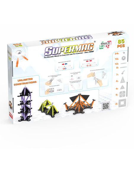 SPM0659,Set de constructie magnetic Supermag Projects Tehnicolor, 85 piese