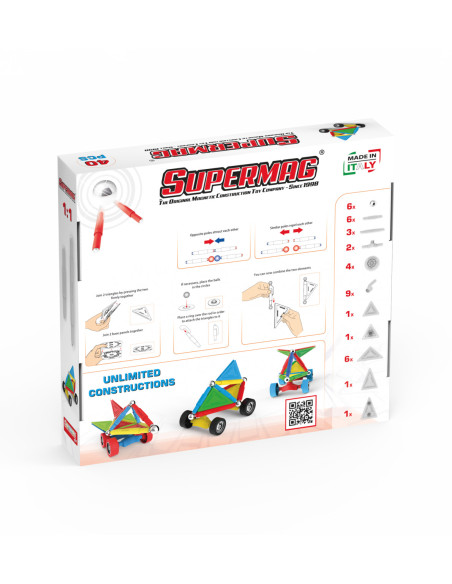 SPM0660,Set de constructie magnetic Supermag Projects Wheels, 40 piese
