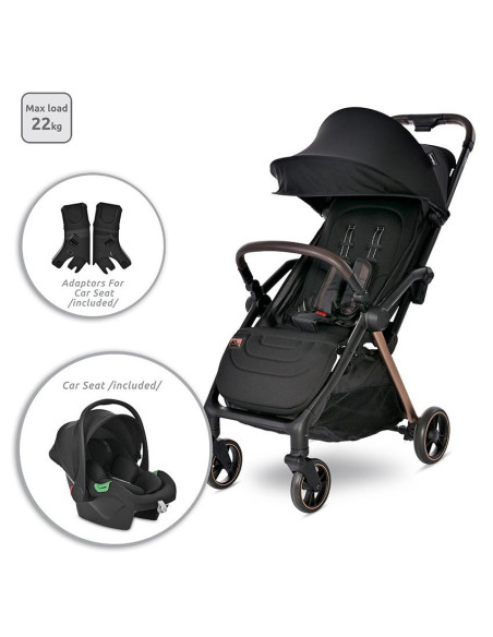 10021992401,Carucior Set 2 in 1, autofold, Loret, cosulet auto inclus, pana la 22 kg, Black 10021992401,Carucior Set 2 in 1, autofold, Loret, cosulet auto inclus, pana la 22 kg, Black
