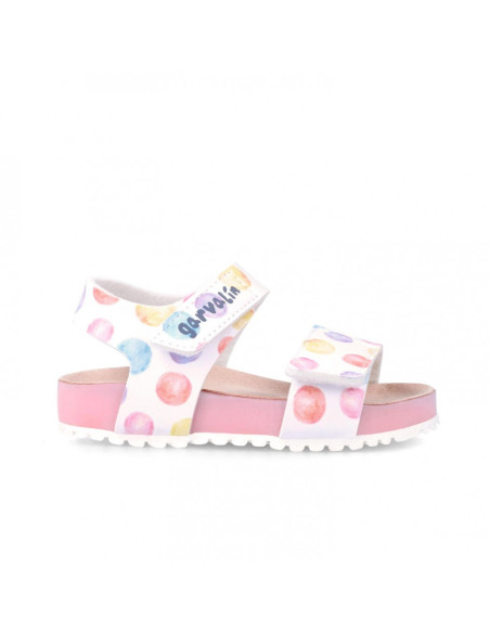 UP-242452-B-28,Sandale din piele pentru copii Baloane colorate, Garvalin, blanco, Diverse marimi