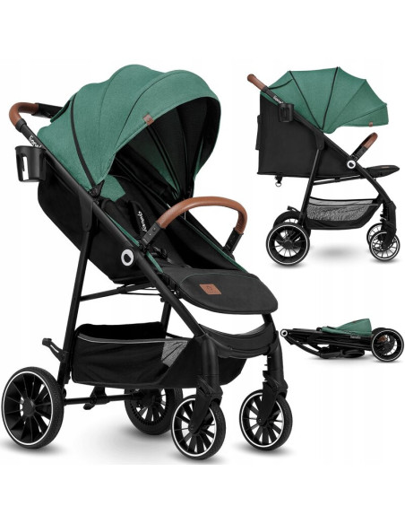 BN-LO-ALEXIA_GREEN_FOREST,Carucior sport, Lionelo, Alexia, 6 luni+, Cu geanta pentru parinti, Amortizoare, Suport pentru biberon