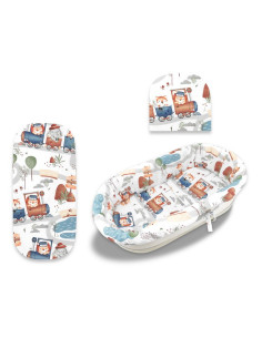 BN-6426972025041,Set pentru landou/cosulet, MimiNu, Cu protectie, saltea si pernuta, Din bumbac certificat Oeko Tex Standard 100 2