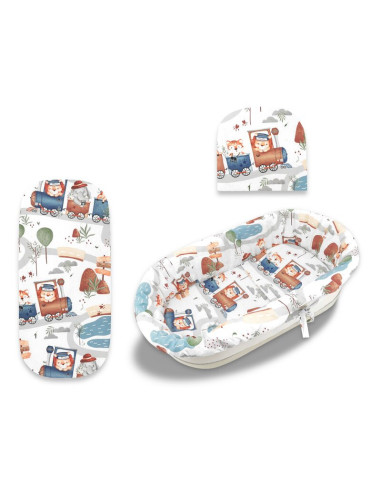 BN-6426972025041,Set pentru landou/cosulet, MimiNu, Cu protectie, saltea si pernuta, Din bumbac certificat Oeko Tex Standard 100