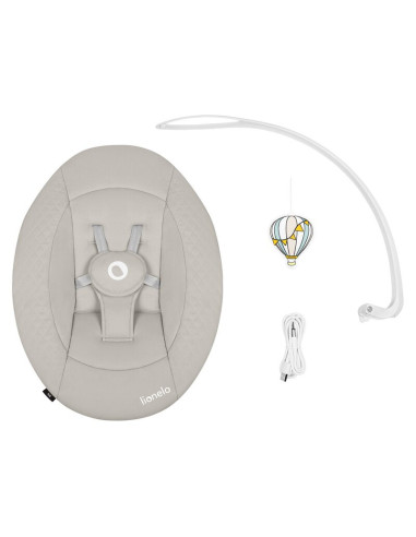 BN-LO-IRIS_BEIGE_SAND,Balansoar, Lionelo, Iris, 2 in 1, Rotire 360 grade, Electric, Cu 3 moduri de leganare, Cu 5 trepte de vite