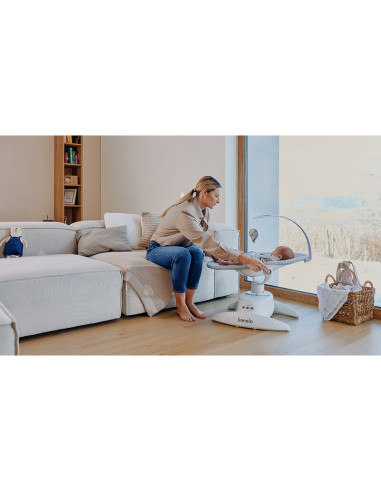 BN-LO-IRIS_BEIGE_SAND,Balansoar, Lionelo, Iris, 2 in 1, Rotire 360 grade, Electric, Cu 3 moduri de leganare, Cu 5 trepte de vite