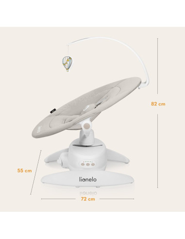 BN-LO-IRIS_BEIGE_SAND,Balansoar, Lionelo, Iris, 2 in 1, Rotire 360 grade, Electric, Cu 3 moduri de leganare, Cu 5 trepte de vite