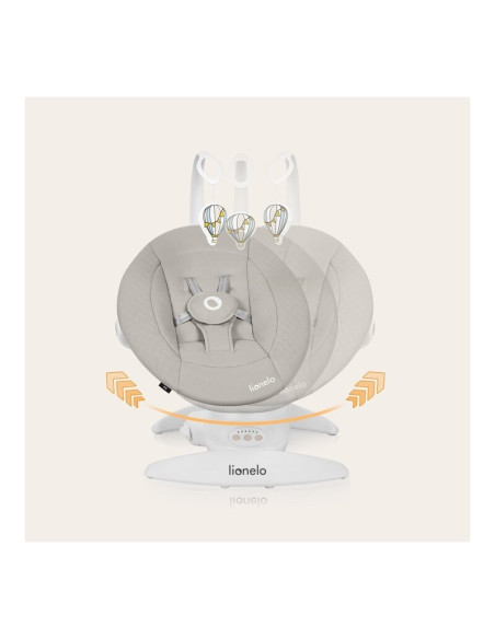 BN-LO-IRIS_BEIGE_SAND,Balansoar, Lionelo, Iris, 2 in 1, Rotire 360 grade, Electric, Cu 3 moduri de leganare, Cu 5 trepte de vite