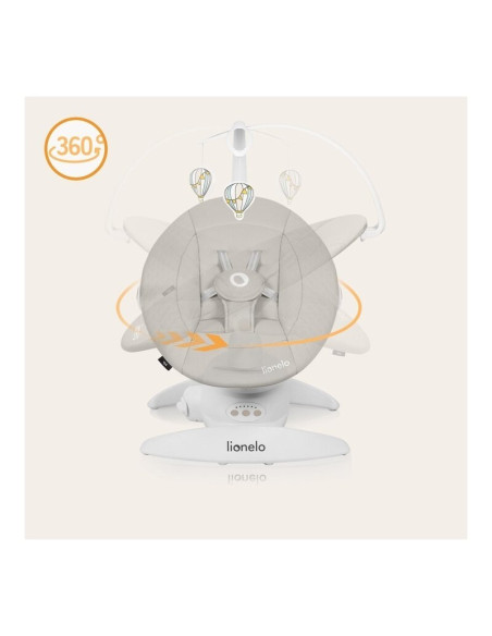 BN-LO-IRIS_BEIGE_SAND,Balansoar, Lionelo, Iris, 2 in 1, Rotire 360 grade, Electric, Cu 3 moduri de leganare, Cu 5 trepte de vite