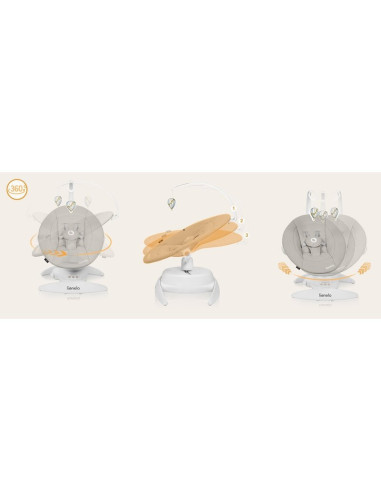 BN-LO-IRIS_BEIGE_SAND,Balansoar, Lionelo, Iris, 2 in 1, Rotire 360 grade, Electric, Cu 3 moduri de leganare, Cu 5 trepte de vite